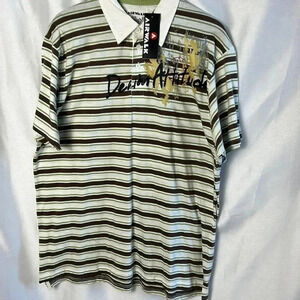 NWT, retro AIRWALK  striped men polo shirt,2 tone,cosplay,ASO Big Bang, 70’s,